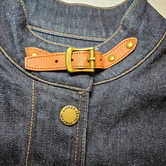 Lauren Jeans Co Ralph Lauren Dark Wash Vintage Utility Cargo Denim Jacket M - Picture 3 of 12